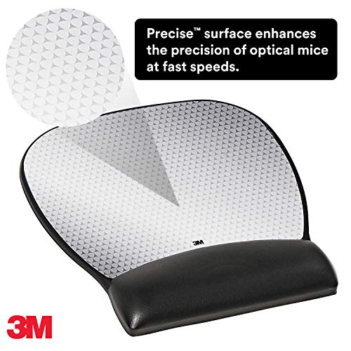 3M Ergonomics Mouse Pad with Gel Wrist Rest, 9.2 and 8.7 Inch, Enhances Mouse at Fast Speeds