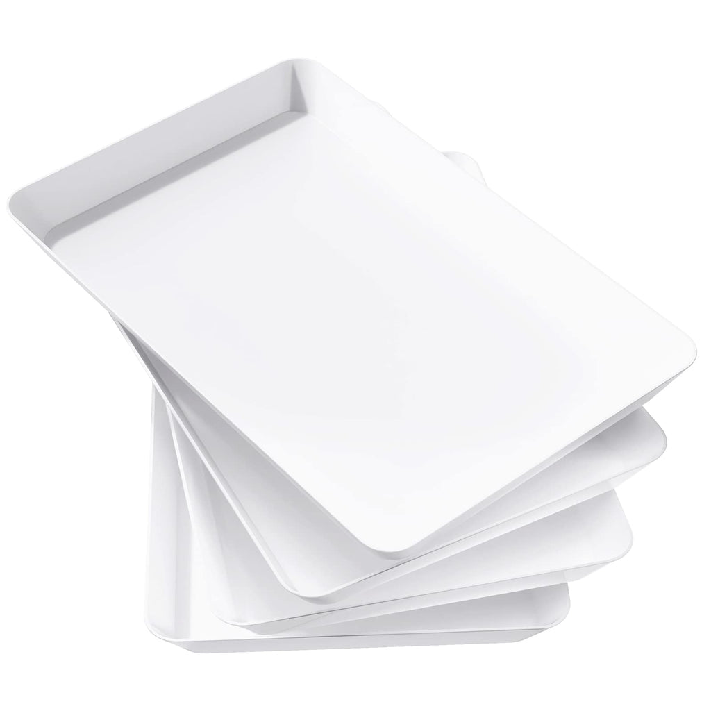 Lifewit Plastic Serving Tray, Serving Platters for Party, BPA Free Reusable Food Tray for Snacks, Food, Cookies, Set of 4, 14.45" x 9.45"