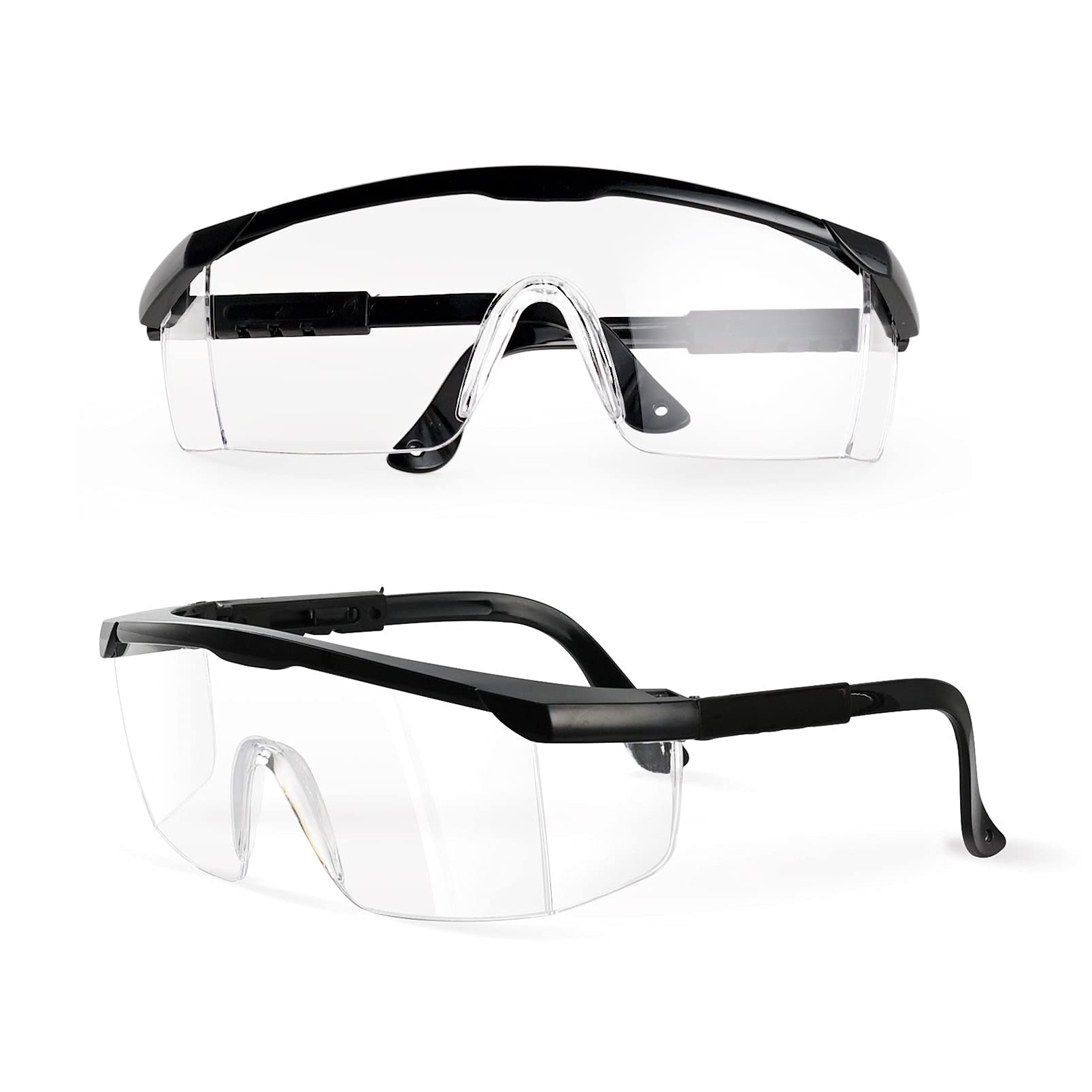 PACIFIC PPE 2 Pack Safety Glasses, Anti-fog, Scratch Resistant Clear Wraparound Lenses and No-Slip Grips, Clear Lab Safety Glasses, Adjustable, Lab Goggles