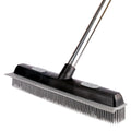 Pet Hair Rubber Broom with Carpet Rake and Squeegee, 2 in 1 Floor Brush for Carpet, 62 inch Adjustable Handle,silicone broom Black (2)