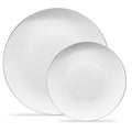 PLASTICPRO 32 Piece Combo Plates Set includes 16-7'' inch Plate & 16-10'' inch Plates White Plates with Silver Rim Plastic PartyPlate Premium heavyweight Elegant, Disposable, Tableware, Dishes,