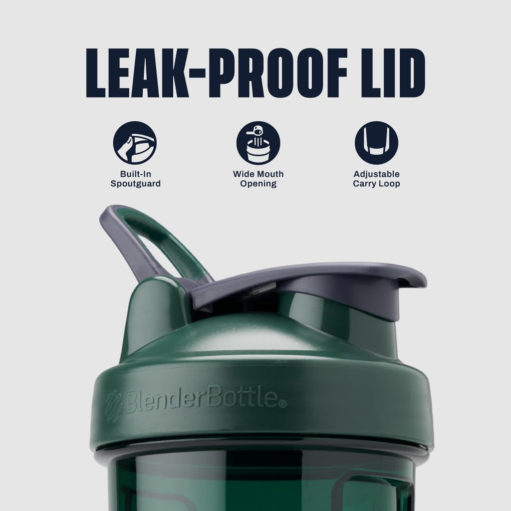 BlenderBottle Shaker Bottle Pro Series Perfect for Protein Shakes and Pre Workout, 24-Ounce, Full-Color Green