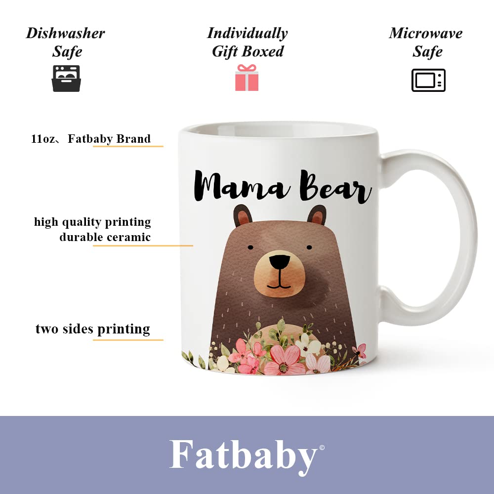 Fatbaby Mama Bear and Papa Bear Coffee Mugs,Father's Day Mother's Day gifts for Mom and Dad,Valentine's Day Christmas Gifts for Parents