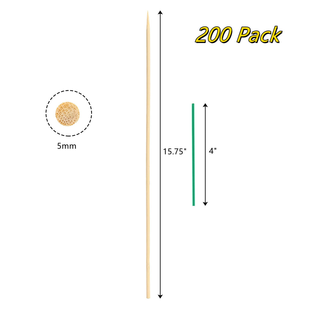 Frcctre 200 Pack 16 Inches Bamboo Plant Stakes, Bamboo Plant Sticks with 200 Pcs 4" Wires, Plants Garden Sticks Wooden Sign Posting Garden Support for Tomatoes, Floral, Potted Plants, Crafts
