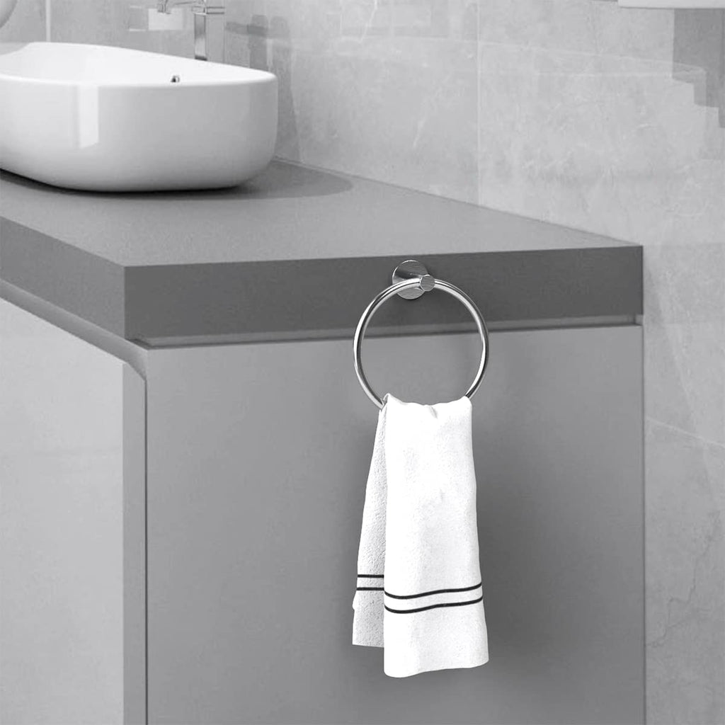 AUHSSAN Toilet Paper Holder and Towel Ring, 2Pcs Bathroom Accessories Hardware Set Wall Mounted Hand Towel Holder Thicken SUS 304 Stainless Steel Brushed Nickel
