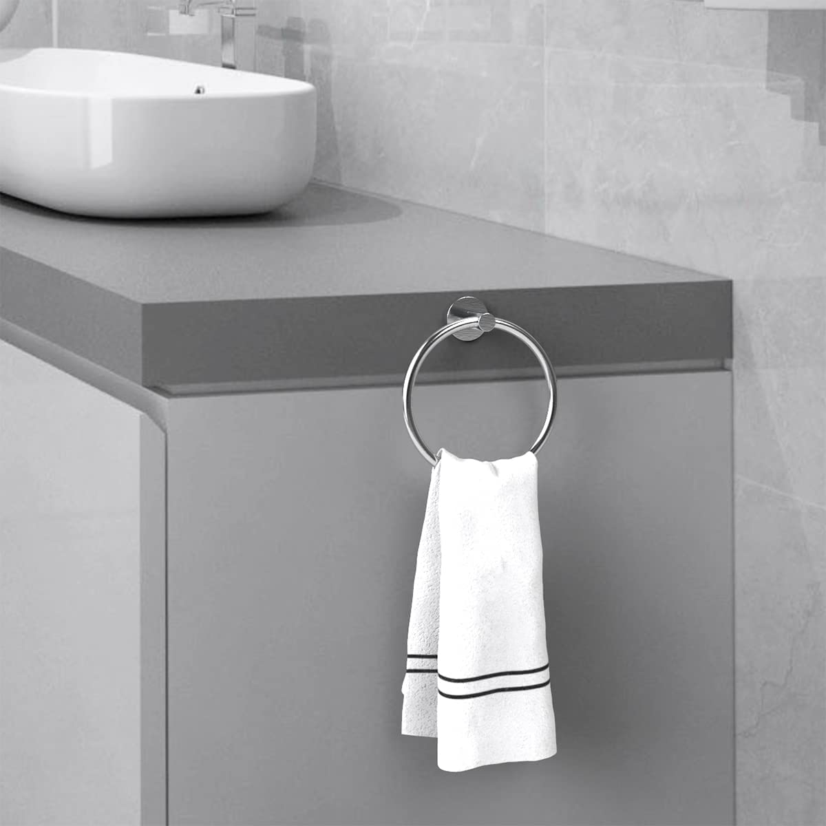 AUHSSAN Toilet Paper Holder and Towel Ring, 2Pcs Bathroom Accessories Hardware Set Wall Mounted Hand Towel Holder Thicken SUS 304 Stainless Steel Brushed Nickel