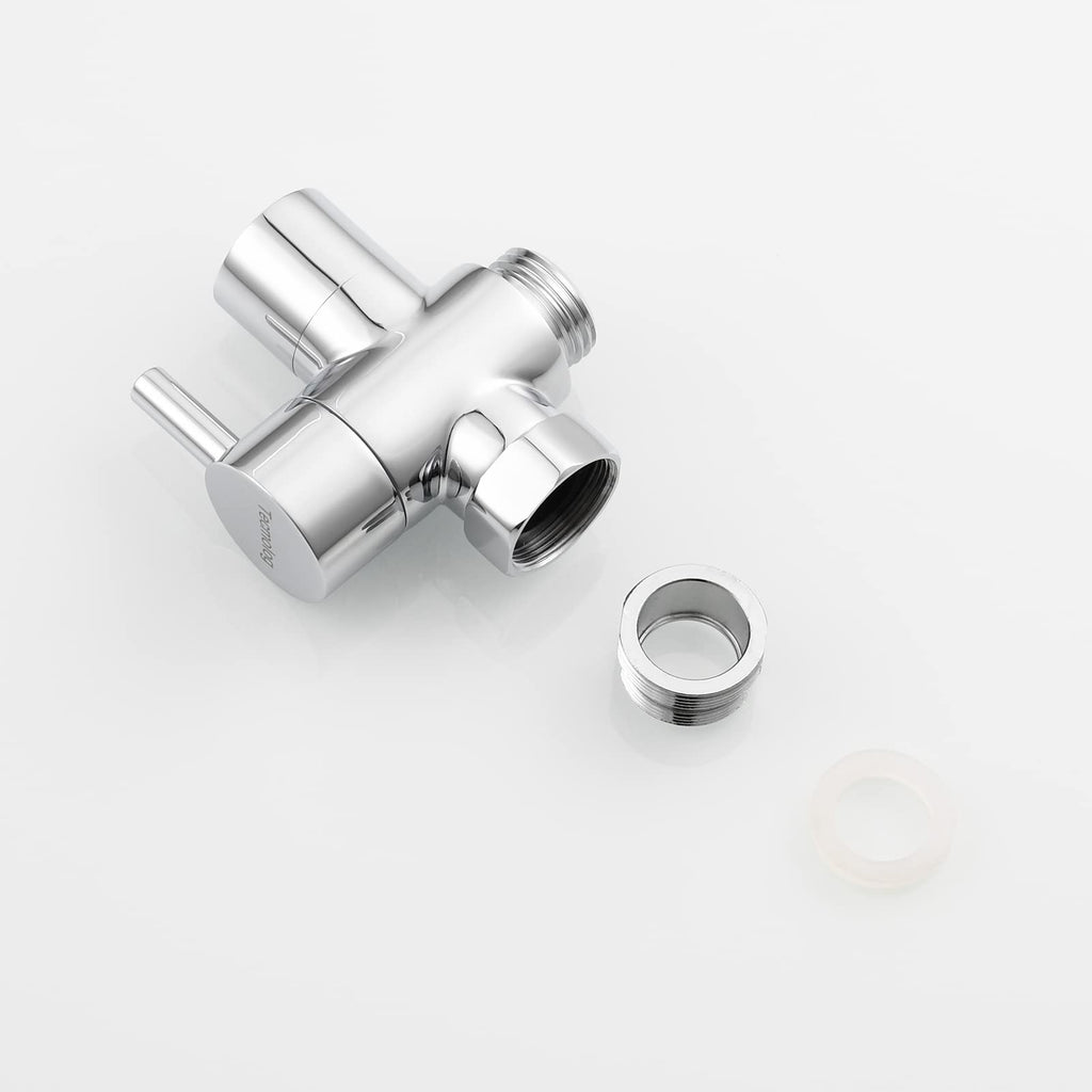 Tecmolog Brass Sink Valve Diverter Faucet Splitter for Kitchen or Bathroom, Faucet Adapter 3 Way Faucet Diverter Valve, Sink Faucet Replacement Part M22 X M24, Chrome, SBA021C
