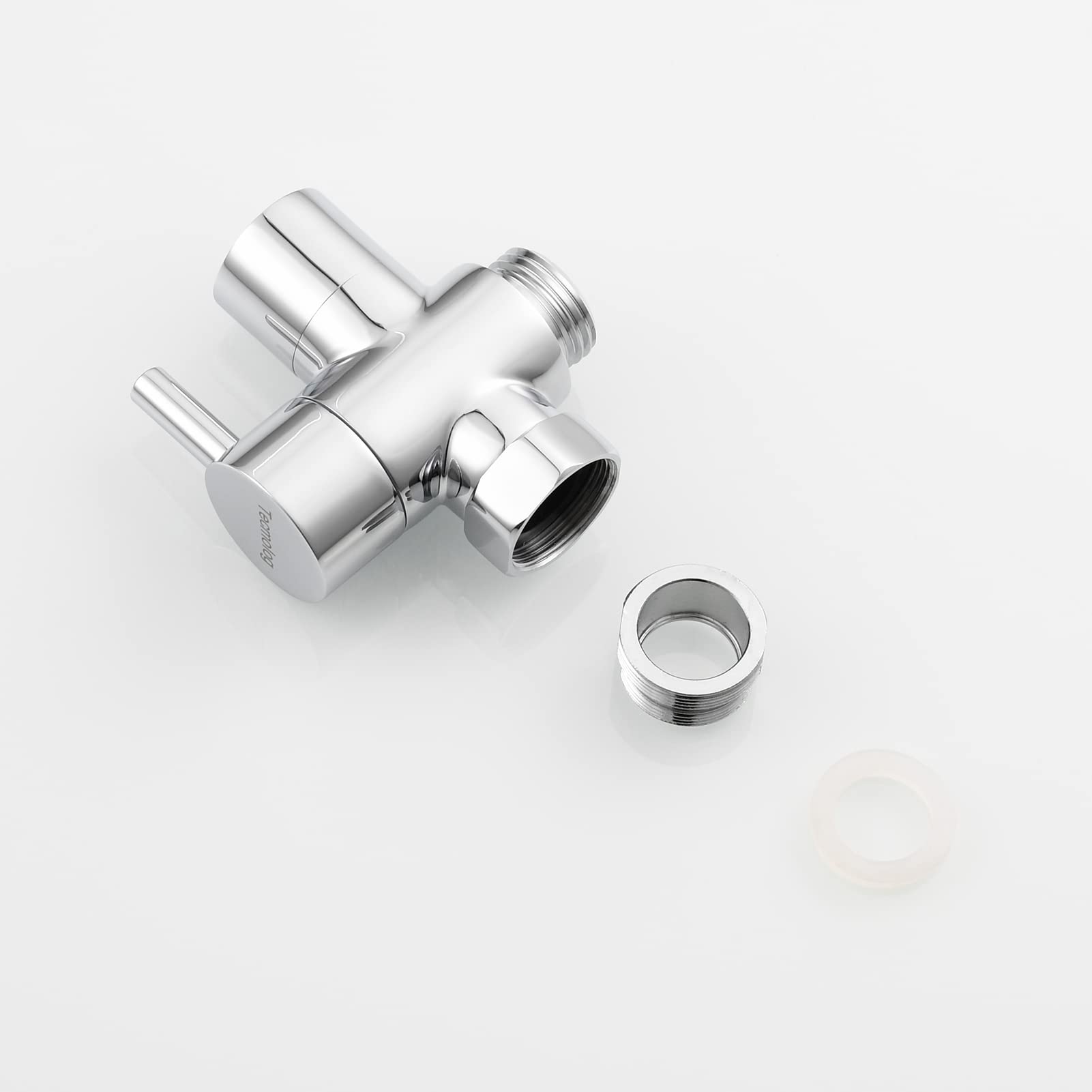 Tecmolog Brass Sink Valve Diverter Faucet Splitter for Kitchen or Bathroom, Faucet Adapter 3 Way Faucet Diverter Valve, Sink Faucet Replacement Part M22 X M24, Chrome, SBA021C