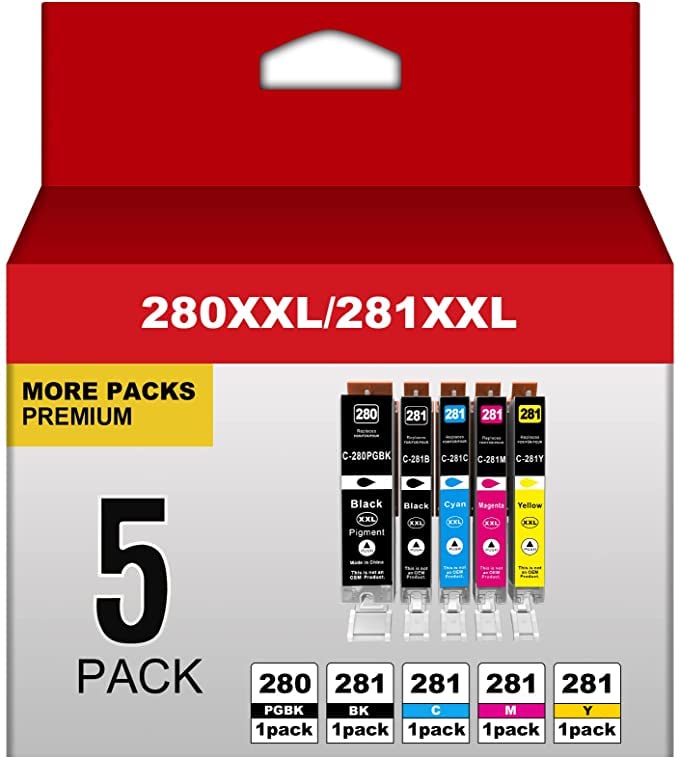 Q-image PGI-280XXL CLI-281XXL Replacement for Canon 280 281 280XXL 281XXL Ink Cartridges Work with Canon Pixma TR7520 TR7620 TR8620 TR8520 TS6120 TS9120 TS9520 TS9521 TS6220 TS8120 TS8220 Printers