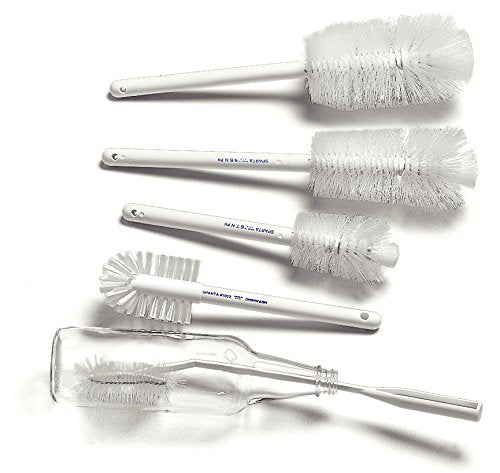 Carlisle FoodService Products Plastic Dish Brush with Handle, Soak Proof, Scrub Brush with Break Resistant Handle for Cleaning, 12 Inches, White