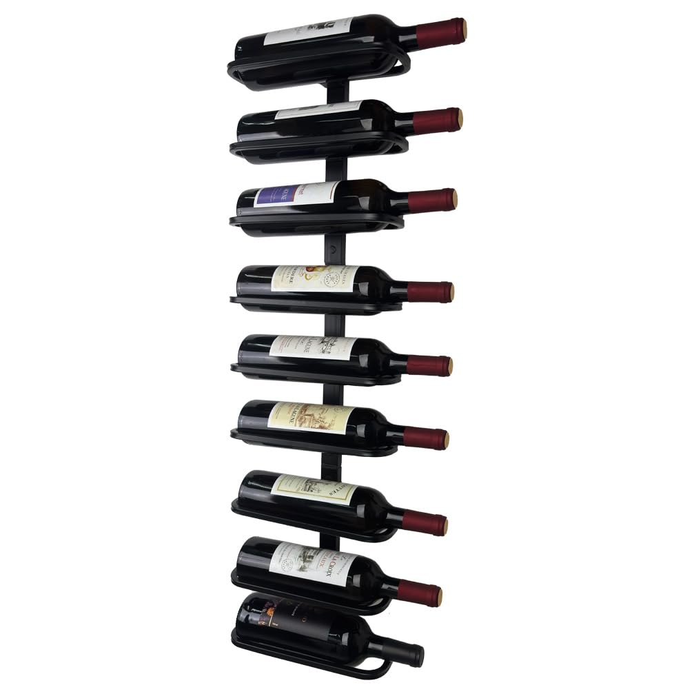 Wall Mounted Wine Rack, Industrial Metal Wine Holder Rack (9 Bottles)