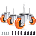 Enyke Wet Dry Vac Repalcement Casters Set of 4, 2 Inch Long Stem Casters 600 LBS with 5/16" x 1-1/2" (8 x 38mm) Stem, 360 Degree Swivel Castor Wheels with Double Ball Bearing, Orange