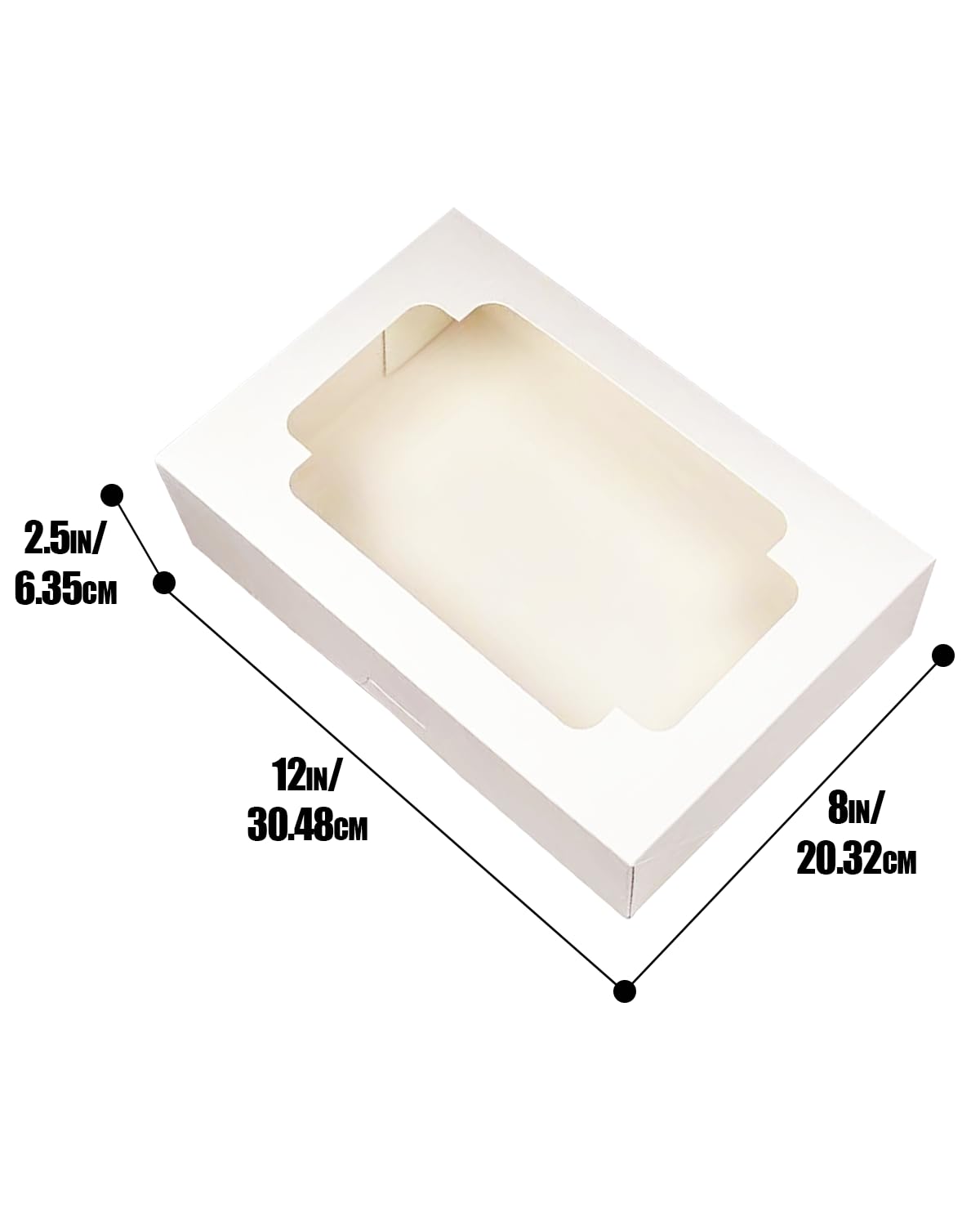 qiqee White 12x8x2.5 Inch Cookie Box with Window 20Pcs Bakery Pastry Macaron Bakery Box For Packaging (Auto-pop Up)