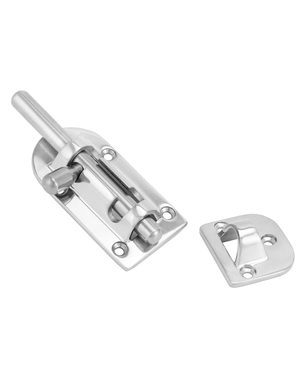 QWORK Boat Door Latch Lock, 2 Pack Marine 316 Stainless Steel Heavy Duty 4-1/3" Long Door Window Lock Latch Slide Barrel Bolt Clasp for Marine Boat Window/Door/Hatch/Cabinet