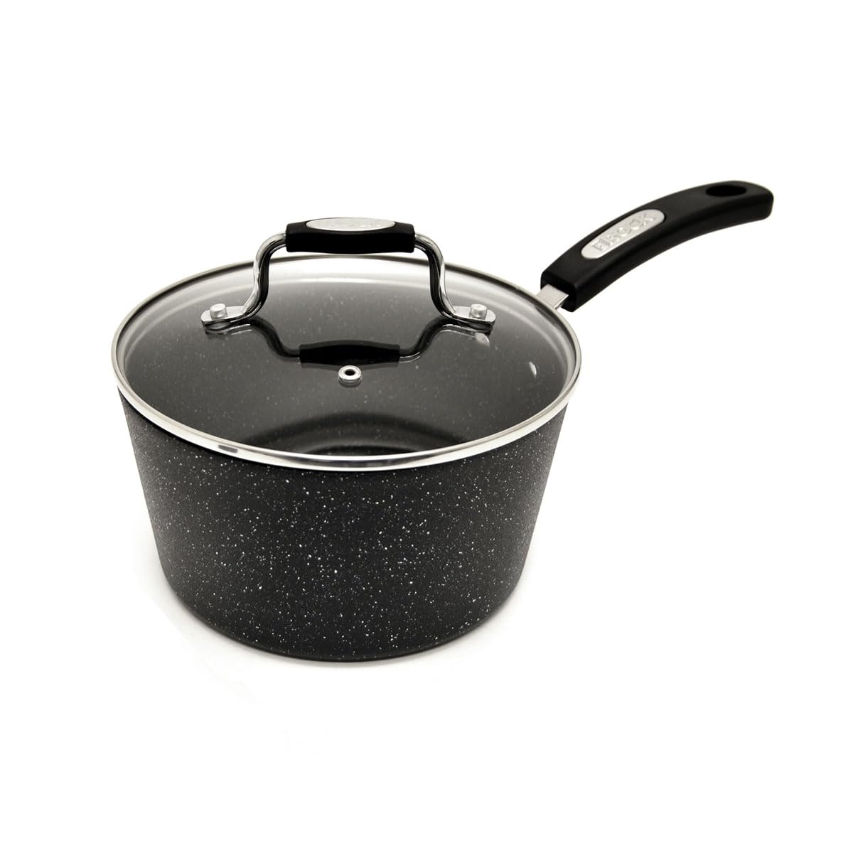 Starfrit The Rock 1.4L (1.5Qt) Non-Stick Saucepan - Durable Forged Aluminum - Oven Safe - PFOA Free - Easy to Clean - Black