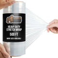 GORILLA GRIP 500% Stretch Film Heavy Duty Plastic, 500ft Shrink Wrap Roll 10" Puncture Resistant, Industrial Strength for Shipping, Pallet Storing, Moving, Packing Furniture Protection 1 Pack Clear