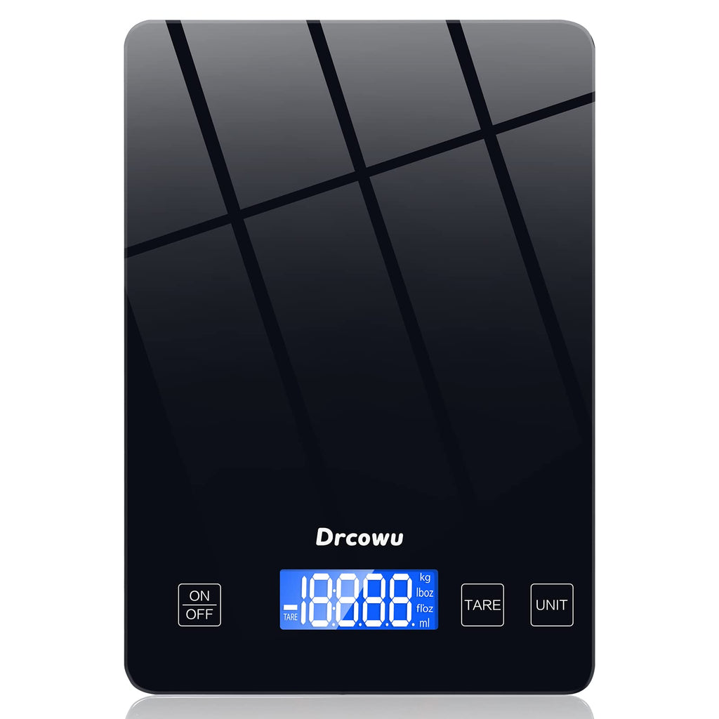 Drcowu Large Food Scale Digital, 15kg Kitchen Scales for Baking, Cooking, Keto and Meal Prep, Weight Balance Alimentaire with 1g Accuracy and LCD Dispaly, Easy to Read, Grams and Oz for Home, Black