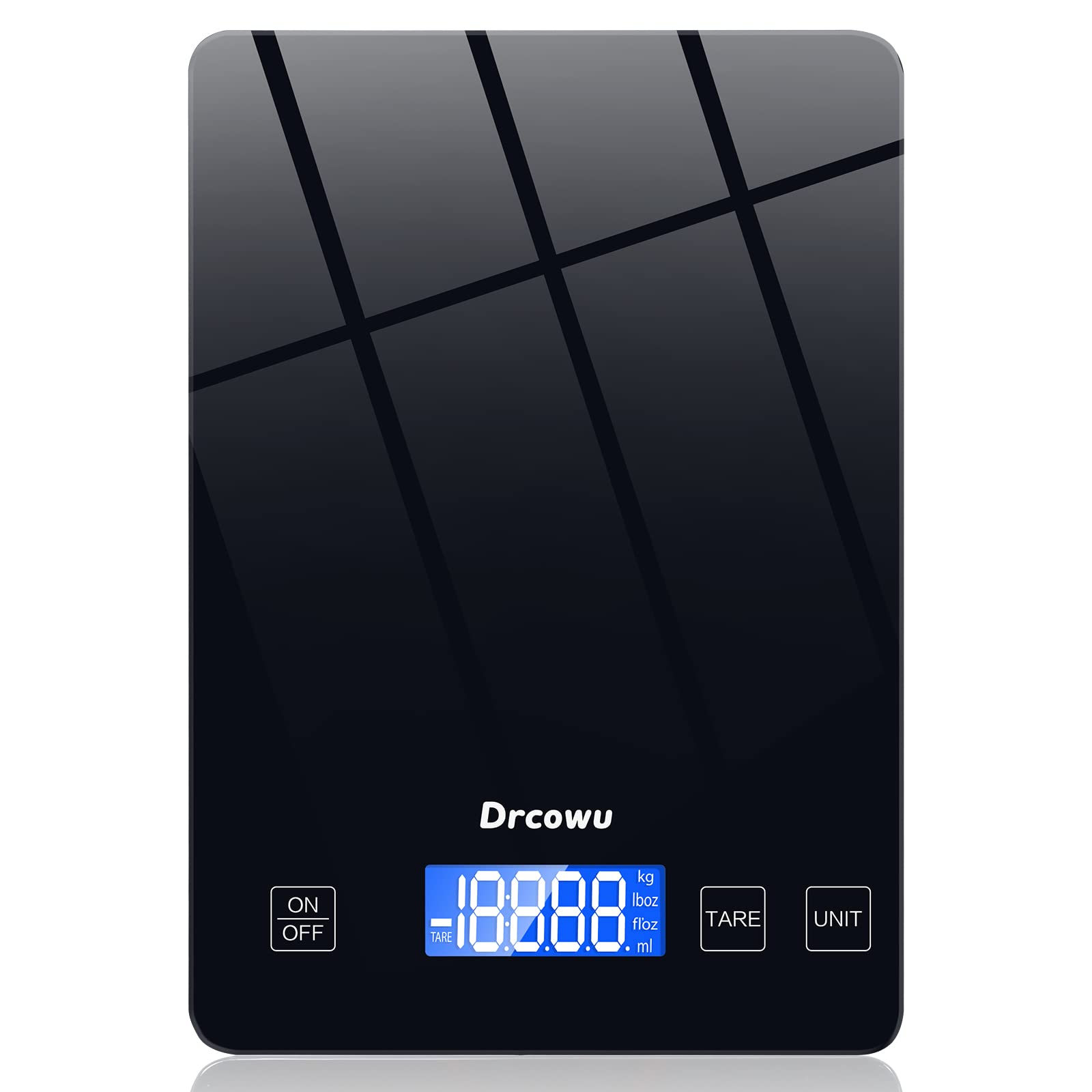 Drcowu Large Food Scale Digital, 15kg Kitchen Scales for Baking, Cooking, Keto and Meal Prep, Weight Balance Alimentaire with 1g Accuracy and LCD Dispaly, Easy to Read, Grams and Oz for Home, Black