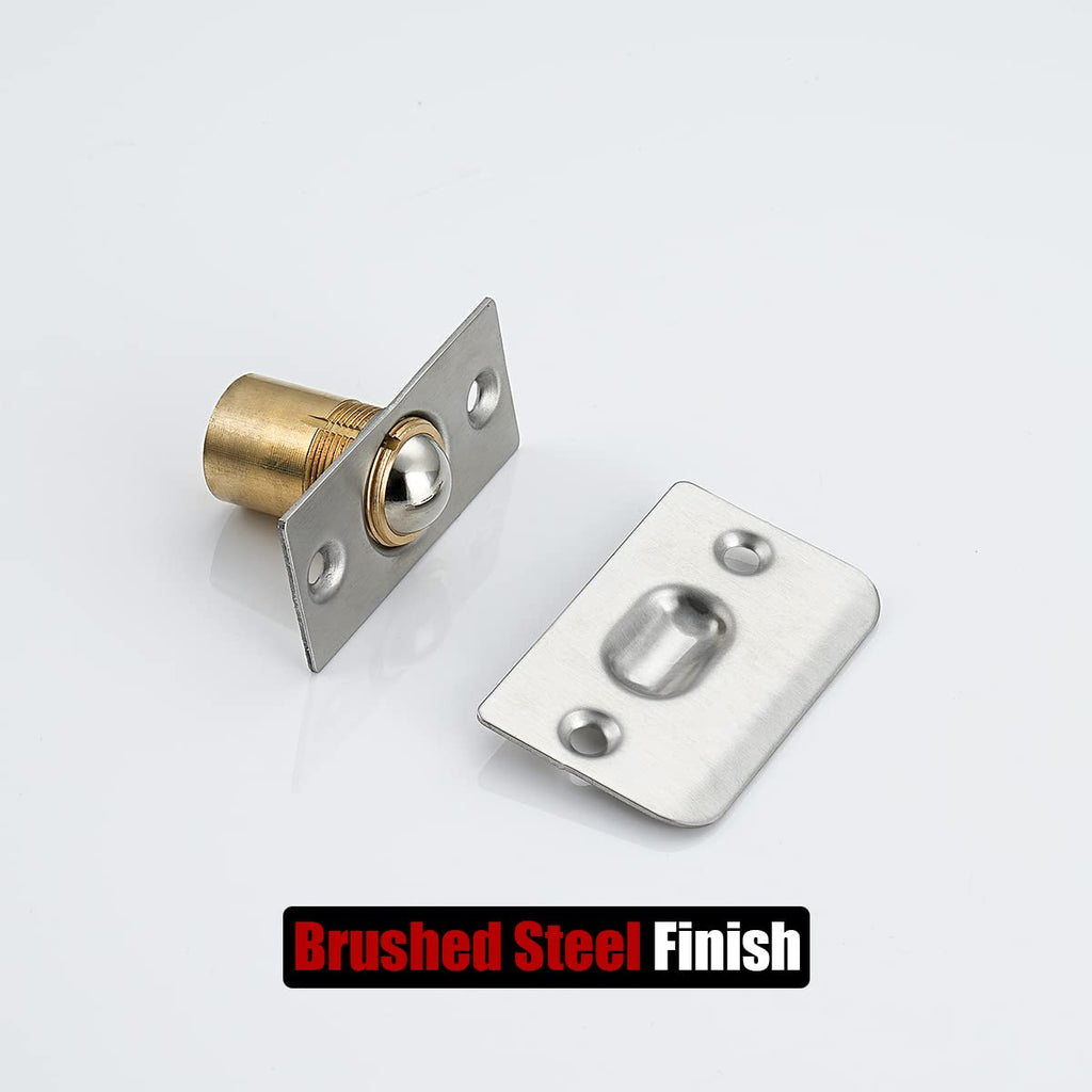JQK Closet Door Ball Catch Hardware, Stainless Steel Catch Adjustable with Strike Plate, Brushed Satin Finish 4 Pack, HBC100-P4