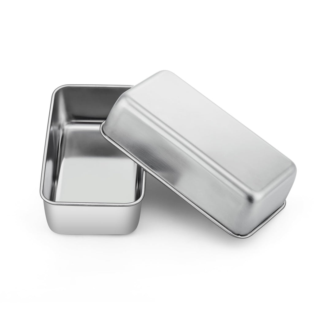 P&P CHEF Loaf Pan Set, 9-inch Bread Pans, Stainless Steel Loaf Toast Baking Pans for Bread Meatloaf Lasagna Cake, Healthy & Non Toxic, Oven & Dishwasher Safe, (Silver, 2Pcs)