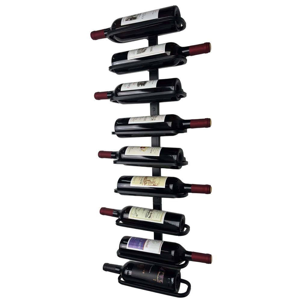 Wall Mounted Wine Rack, Industrial Metal Wine Holder Rack (9 Bottles)
