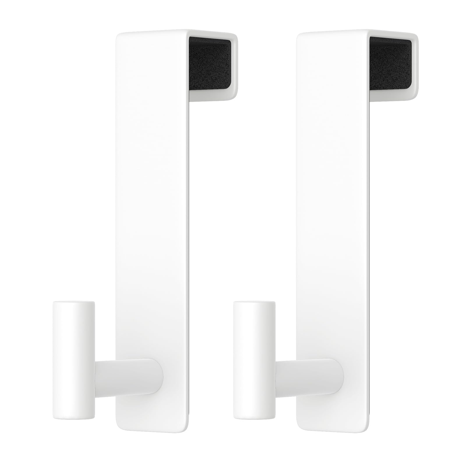 PMMASTO Over The Door Hooks 2-Pack, Rustproof Stainless Steel Door Hanger with Non-Slip Pads for Towels Coats Wreath Bathroom Kitchen Entryway Office (White, Fits 1-3/4" Thick Door-T Shape)