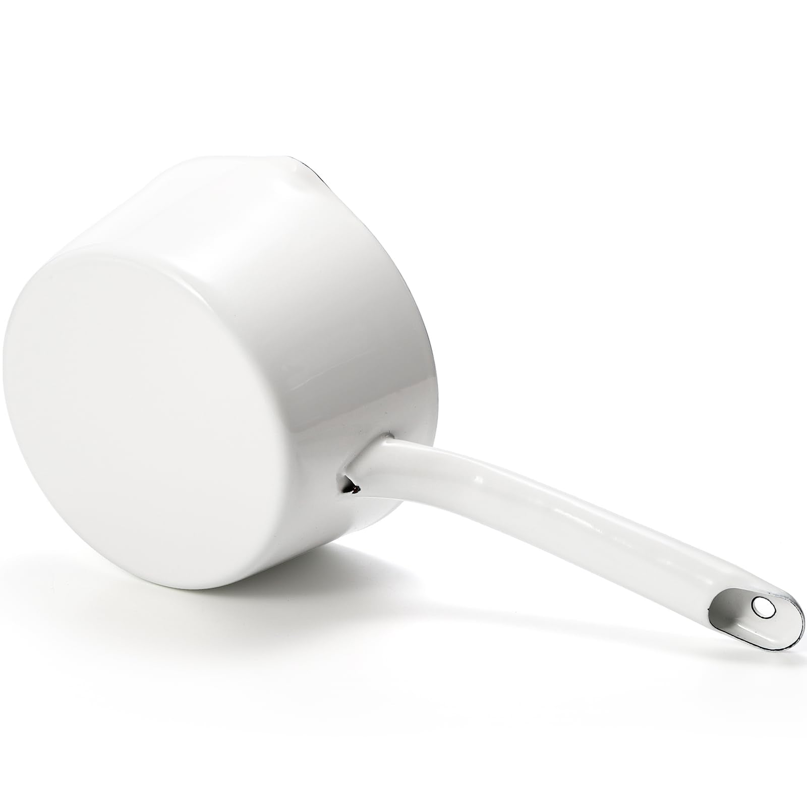 Peohud Enamel Milk Pan, 37 Oz Milk Boiling Pot Stovetop Safe, Mini Butter Warmer Pan with Pour Spout, Nonstick Enamel Saucepan, Milk Melting Boiling Pot for Stove Top, White