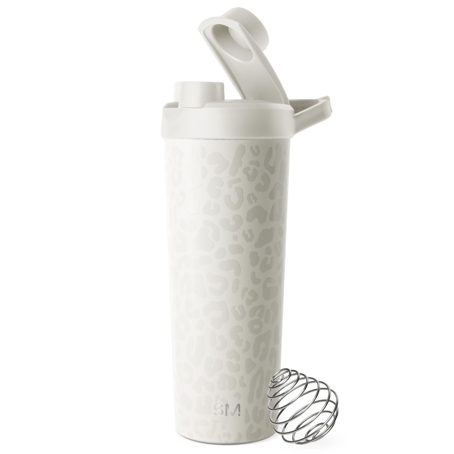 Simple Modern Stainless Steel Shaker Bottle with Ball 24oz | Metal Insulated Cup for Protein Mixes, Shakes and Pre Workout | Rally Collection | Cream Leopard