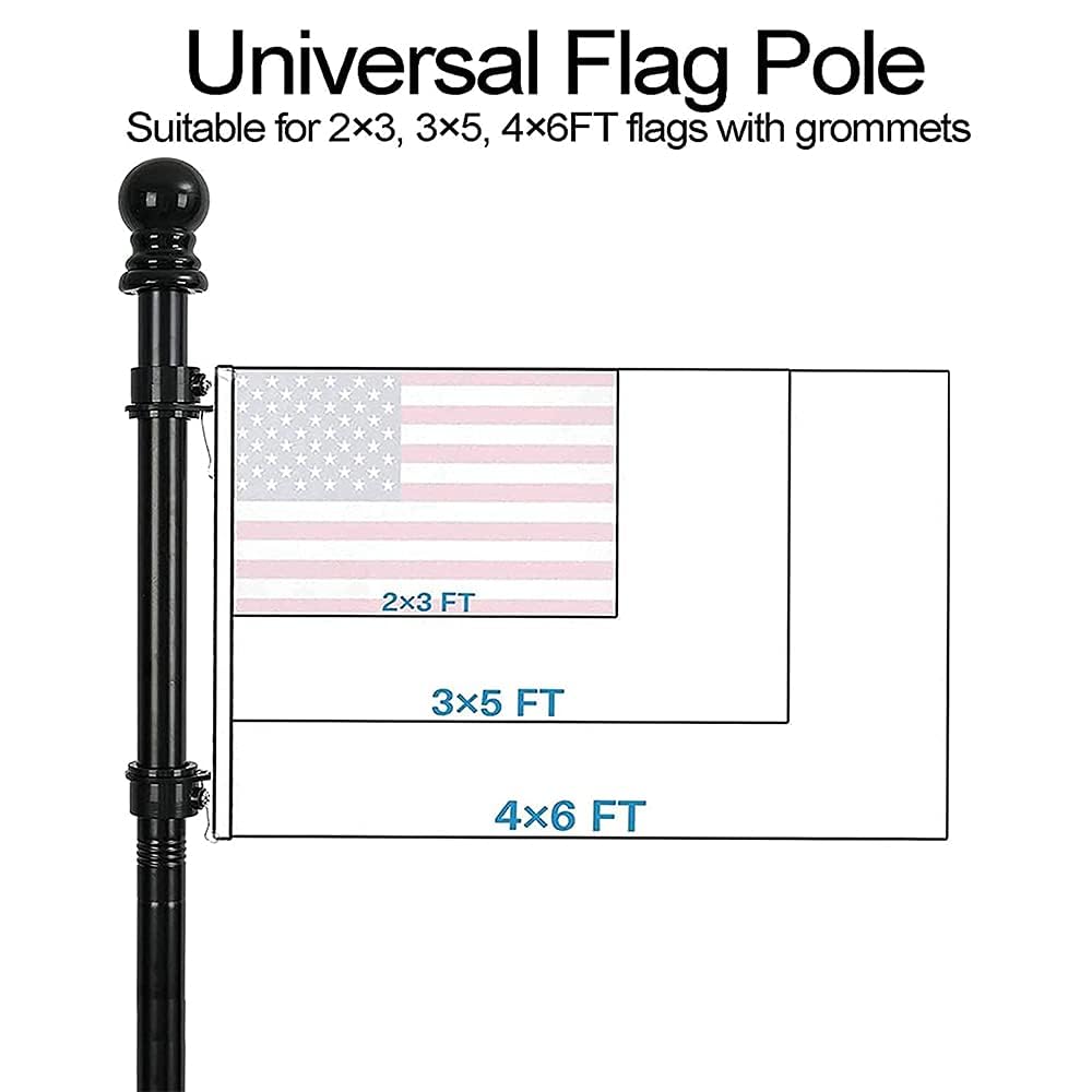 OYYQ 5FT Flag Pole Kit with 2 Pack 3x5FT Canada Flag, Professional Stainless Steel Flag Pole for House Garden, Residential or Commercial Flag Pole with Two-Position Bracket (Black)
