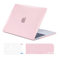 EooCoo Compatible with MacBook Air 13.3 inch Case 2018-2021 Release M1 Chip Model A2337 A2179 A1932 with Retina Display, MacBook Air 13 Case + TPU Keyboard Skin+ Screen Protector, Crystal Pink
