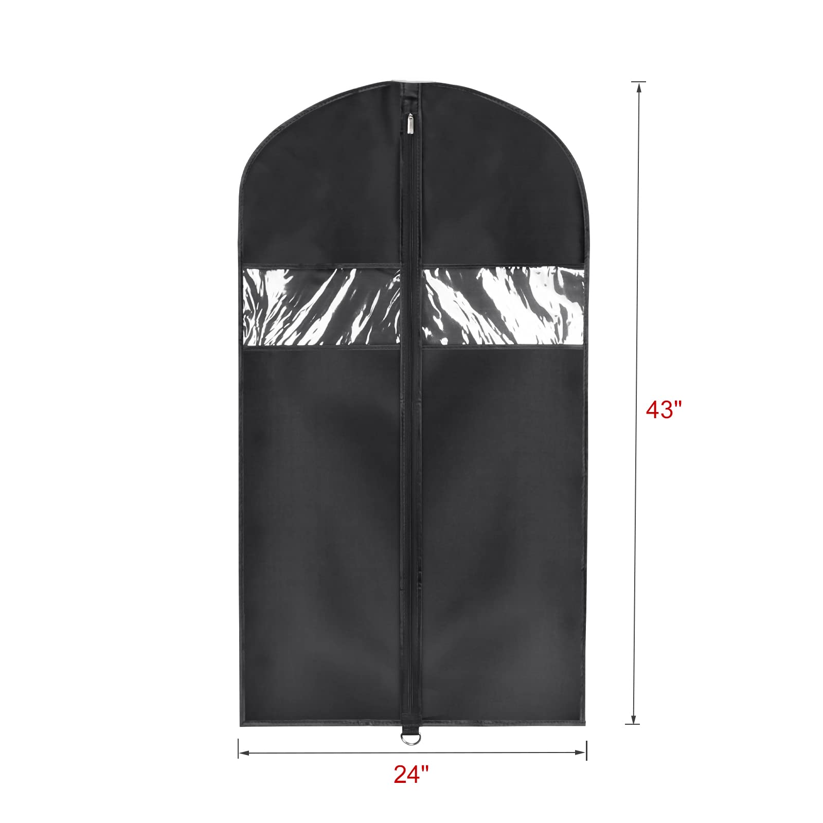 Univivi 5 pcs Garment Bag 110 cm/43 inch Suit Bag with Clear Window,Zipper,Washable Oxford Fabrics Suit Cover for Suits, Jacket,Coats (24"x43"-5pcs- Oxford)
