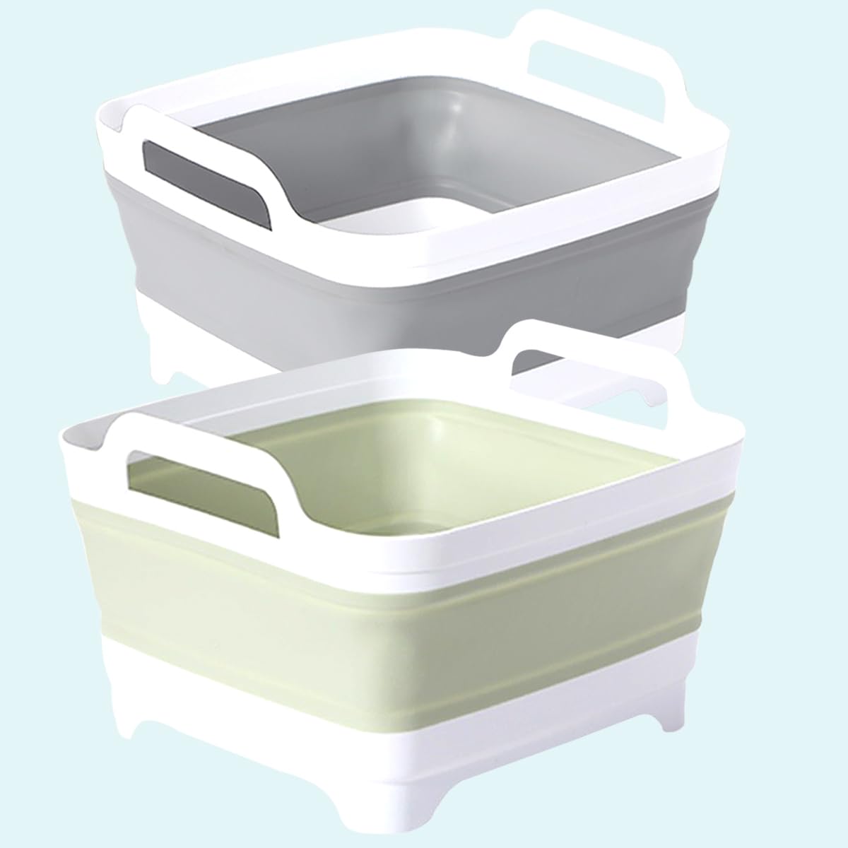 Collapsible Dish Pans 2 Pack Portable Washing Basin Dish Pan with Handle Foldable Strainer Wash and Drain Dish Tub Drainer Over Sink Foldable Dishpan for RV Trailers Camping Dish Washing Tub
