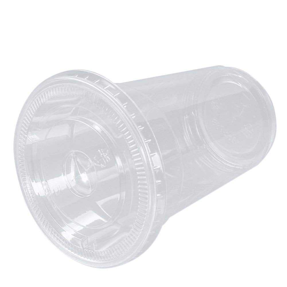 Belinlen 100 Sets 24 oz. Plastic Crystal Clear Cups with Flat Lids for Cold Drinks, Iced Coffee, Bubble Boba, Tea, Smoothie etc. (Coming with Extra 20 lids as Bonus)