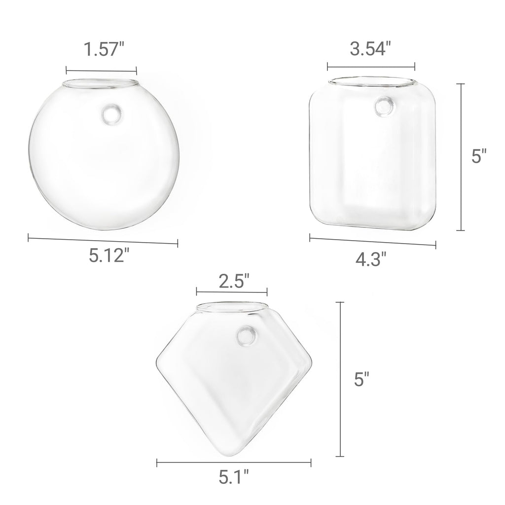 Mkono Wall Planter Propagation Stations Hanging Glass Terrariums Vase Container for Propagating Hydroponic Plants Home Office Living Room Bathroom Garden Decor, 3 Pack