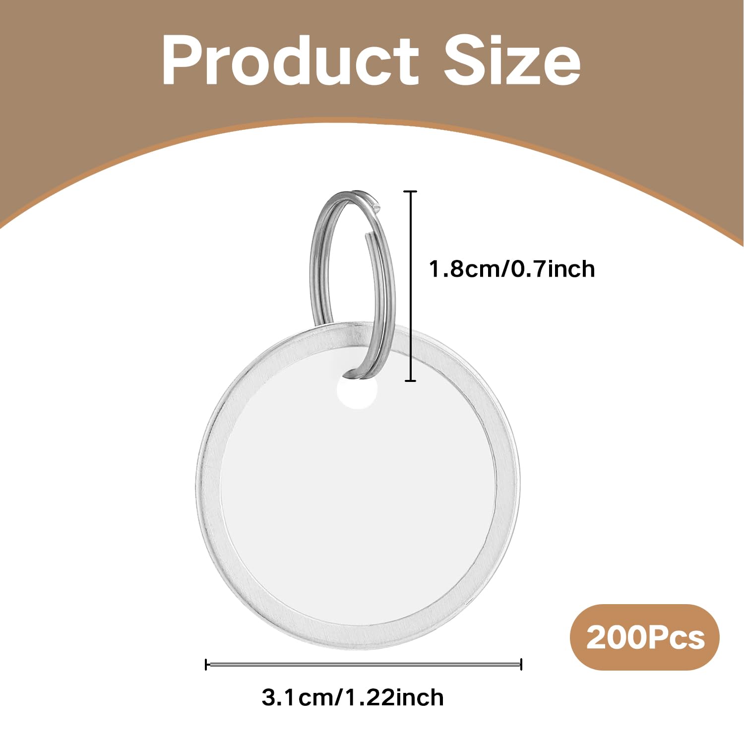 200pcs Metal Rim Tags - Round Paper Tags with Metal Rings for Car Keys and Door Keys, White