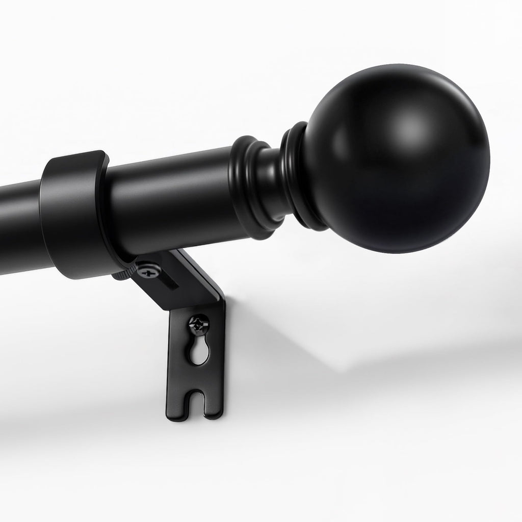 Joydeco Curtain Rod 32 to 88 Inch, 1 Inch Heavy Duty Adjustable Black Drapery Rod with Brackets, Easy Install for Living Room, Bedroom & Kitchen