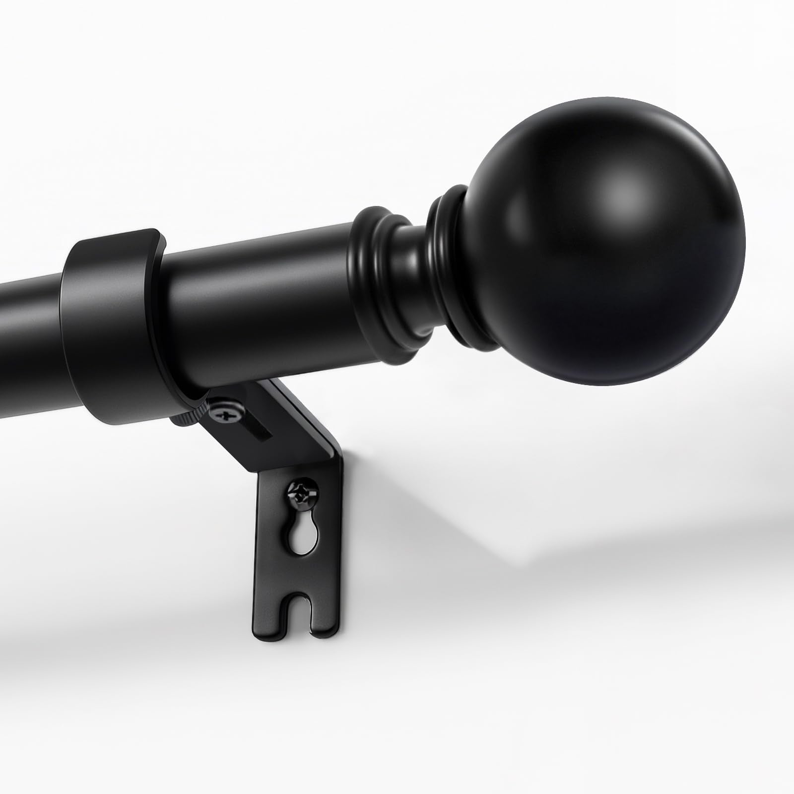 Joydeco Curtain Rod 32 to 88 Inch, 1 Inch Heavy Duty Adjustable Black Drapery Rod with Brackets, Easy Install for Living Room, Bedroom & Kitchen