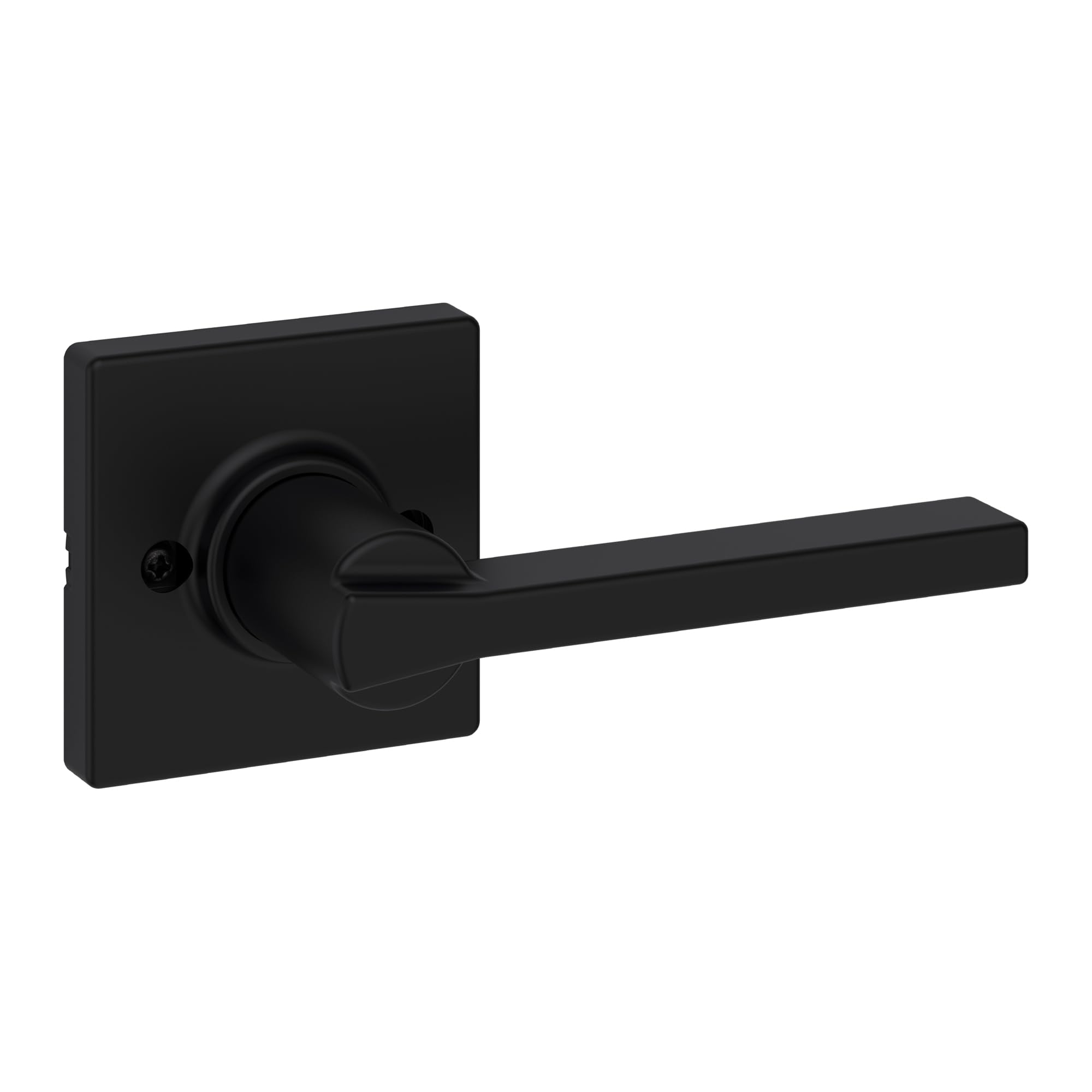 Kwikset Casey Dummy Door Handle, Single Sided Lever for Closets, French Double Doors, and Pantry, Matte Black Non-Turning Reversible Interior Push/Pull Lever, with Microban Protection (1 Count)