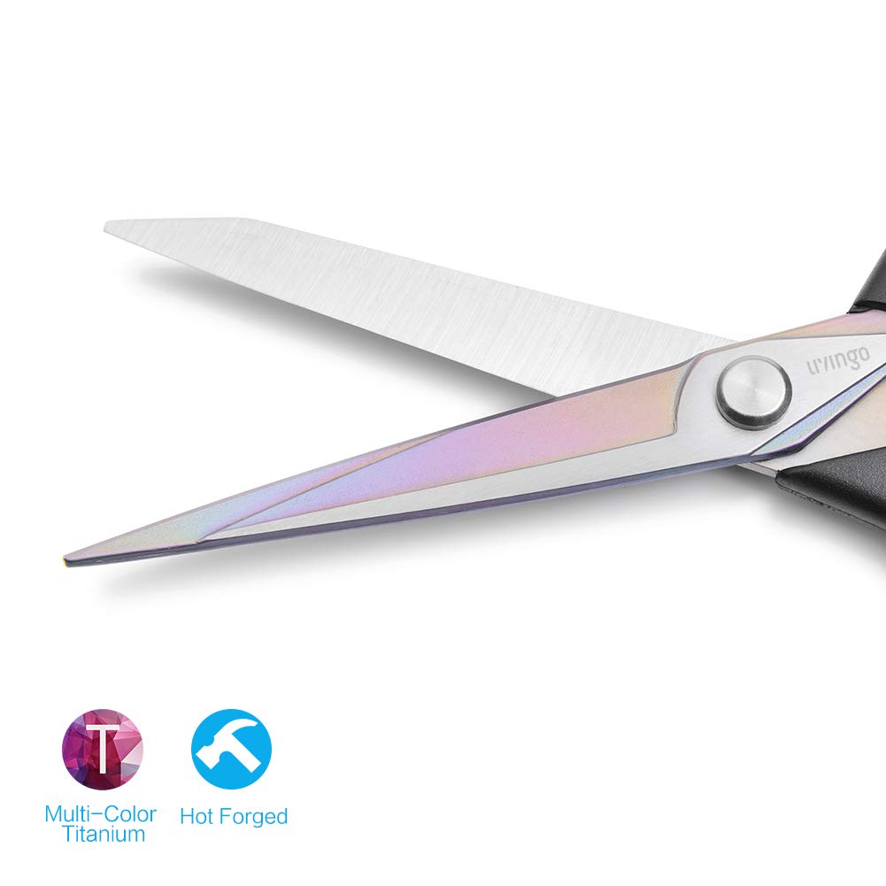 LIVINGO 2 Pack Premium Tailor Scissors Heavy Duty Multi-Purpose Titanium Coating Forged Stainless Steel Sewing Fabric Leather Dressmaking Shears Professional Crafting (8.5 & 9.5INCH)