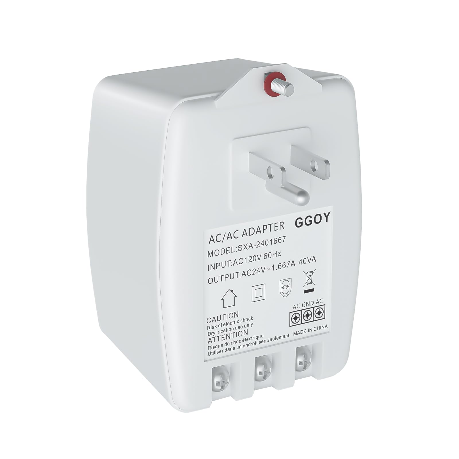 24VAC 40VA Plug in Doorbell Transformer Compatible with Ring, Nest, Eufy, Wyze Video Door Bell, All of Doorbell Nest Ecobee Sensi and Honeywell Thermostat,with PTC Fuse