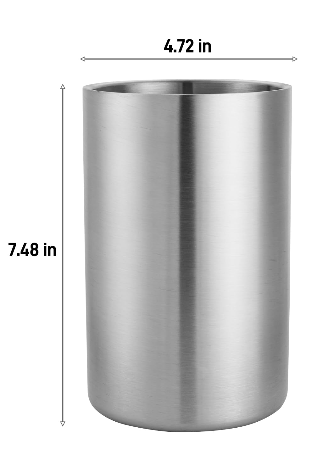 Wine Chiller Bucket Dual Wall Insulated Stainless Steel Wine/Champagne Cooler Bucket, Keeps Wine Cool