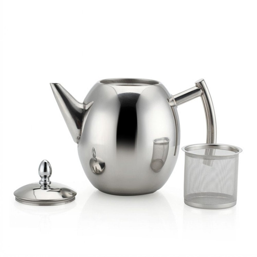 One-Pine Stainless Steel Teapot Set with Infuser Filter and Lid, Large Capacity 1.5 L/51 oz Diffuser Pot for Loose Tea, Green Tea, Coffee (Silver)