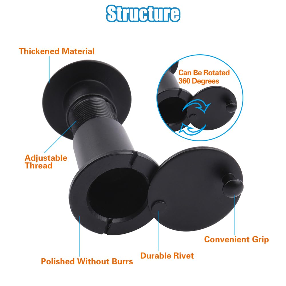 Tahikem Door Viewer Peephole, Door Viewers with 0.63inch/16mm Drill Bit Kit, Fits 1-1/2" to 2-3/8" Front Door, 200 Degree Wide Angle Peep Eye Hole, Anti Peeping Reverse Privacy Covers - Matte Black