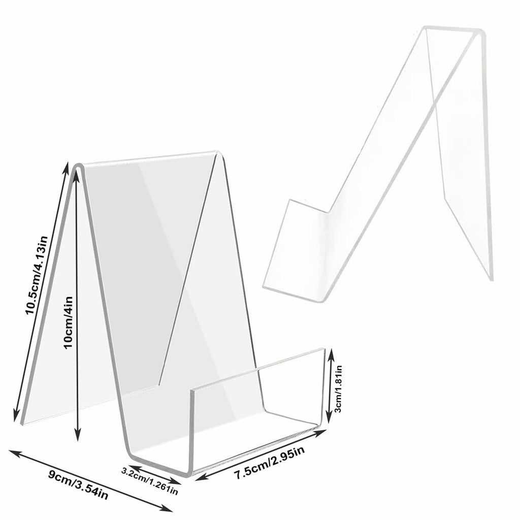 LinamHoz 12pcs Acrylic Book Stands, Clear Acrylic Book Stand with Ledge Clear Acrylic Book Display Easel, for Displaying Picture Albums Books Music Paperbacks on Tabletop, Shelves, Library, Store