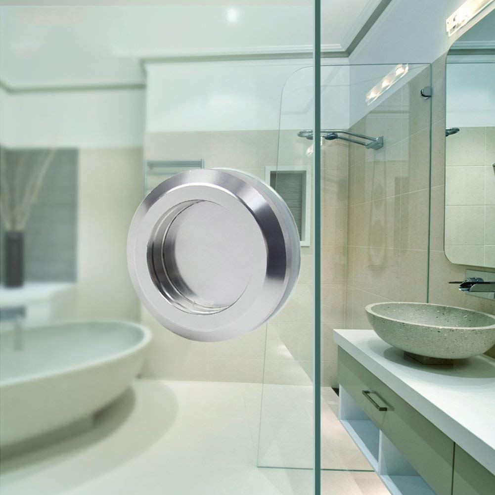 DEEKOUDT Stainless Steel Shower Glass Door Sliding Knob Bathroom Round Back-to-Back Handle Pull Pack of 2, Shower Screen Knob Suitable for Glass Door Thickness Within 10-14mm/0.39"-0.55"