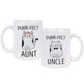 Purr-fect Aunt & Uncle Coffee Mugs - Pregnancy Announcement & Couple Gift for Uncle & Aunt - Perfect for Birthday, Christmas & Anniversary