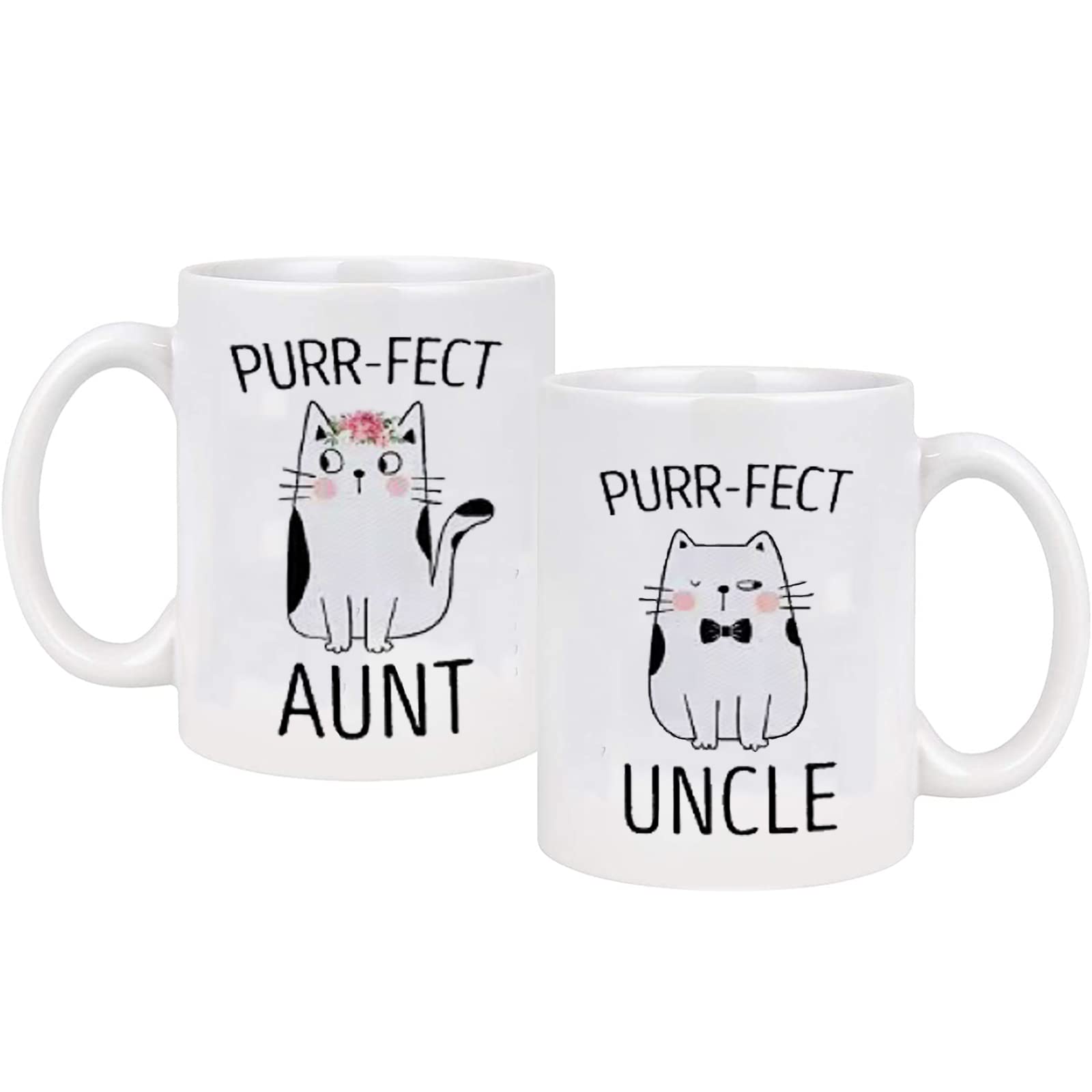 Purr-fect Aunt & Uncle Coffee Mugs - Pregnancy Announcement & Couple Gift for Uncle & Aunt - Perfect for Birthday, Christmas & Anniversary