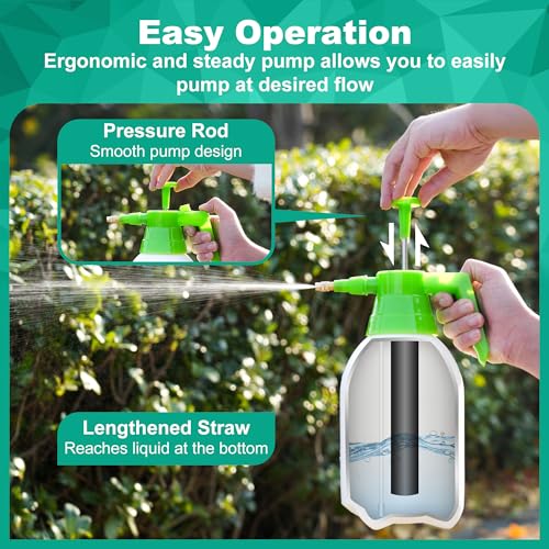 MaxWorks 51021 Hand Pump Sprayer Bottle 2L 0.5 Gal for Garden Indoor Outdoor Home with Adjustable Brass Nozzle of Mist Setting with Lock Switch