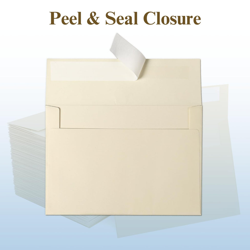 Cream Blank Cards and Envelopes, Goefun 5x7 Folded Ivory Cardstock and A7 Envelopes Self Seal 100 Pack for Wedding, Invitations, DIY Greeting Cardstock, Thank You Cards & All Occasion