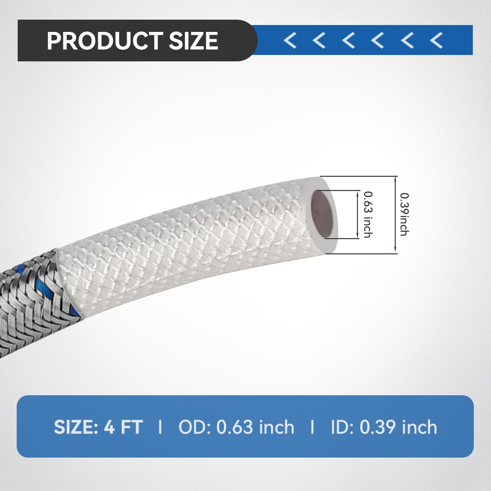PLUMBINGMASTER Stainless Steel Washing Machine Supply Lines, Universal Braided Hoses, 4FT, 2 Pack (Red Blue, No Elbow)